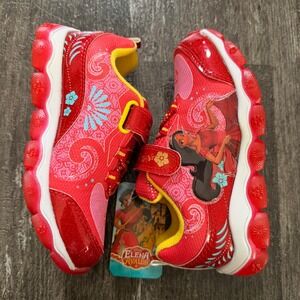Kids Elena of Avalor Light Up Sneakers Disney Red Pink Floral Shoes Size 11C New